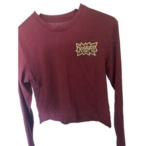 Rugrats Women's Size Small Red Cropped Long Sleeve Shirt with Rugrat Characters